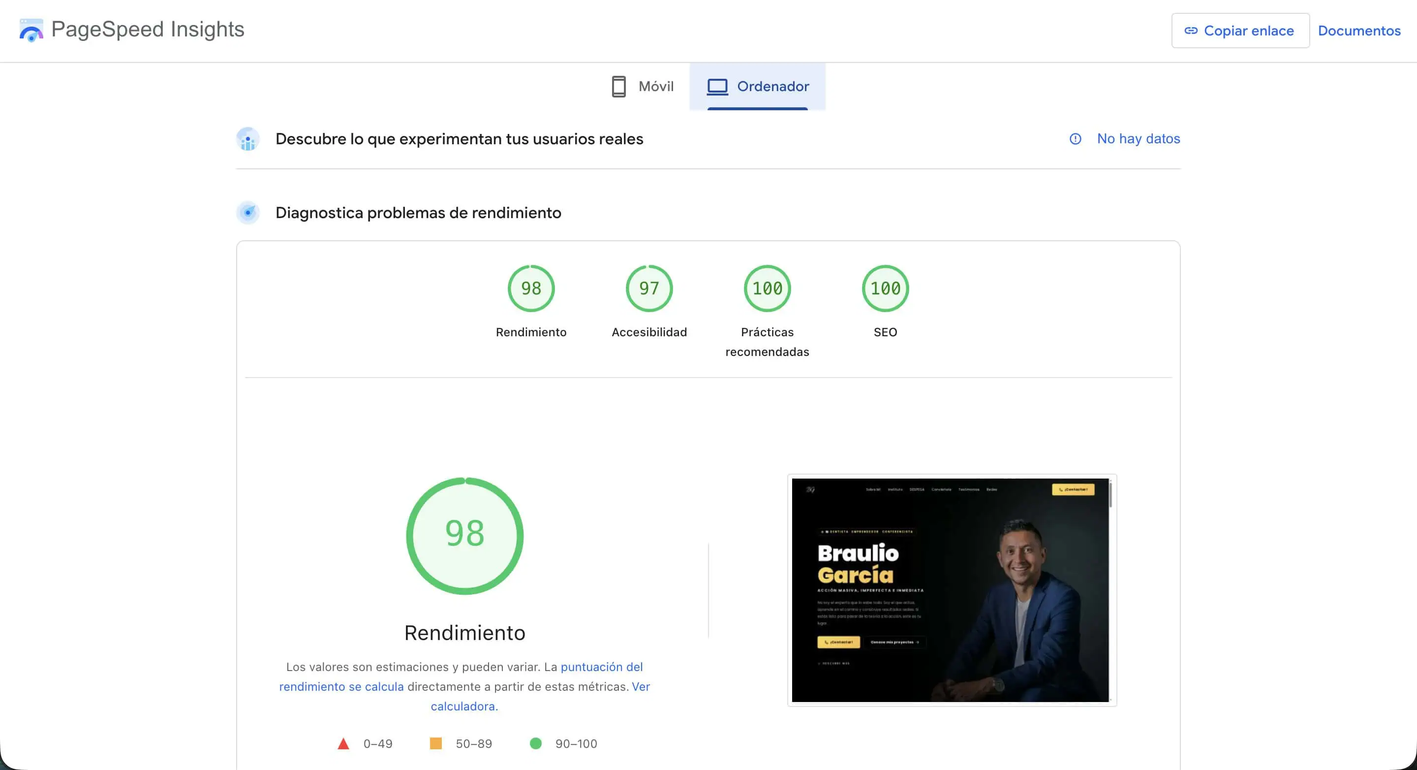 PageSpeed – Braulio García